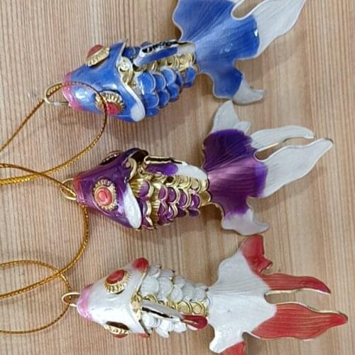 5.5cm Lifelike Enamel Swing Koi Fish Key Chain Pendant Charms Goldfish Cute Keychains for Ladies Kids Party Favors with Box