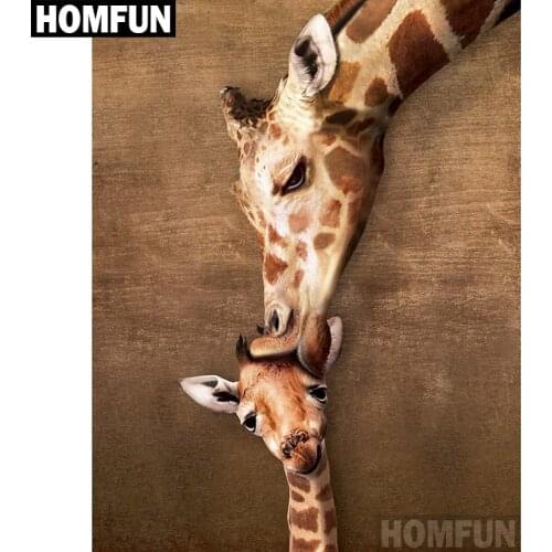 HOMFUN Full Square/Round Drill 5D DIY Diamond Painting "Giraffe love" Embroidery Cross Stitch 5D Home Decor Gift A06851