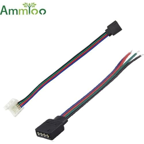 AmmToo 5Pcs 4Pin RGB Led Strip Wire Cable No Soldering Connect For RGB 5050 3528 Led Tape Ribbon Lamp Accessories