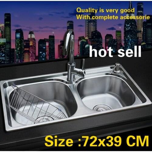 Free shipping Household ordinary wash the dishes 304 stainless steel fashio kitchen double groove sink hot sell 72x39 CM