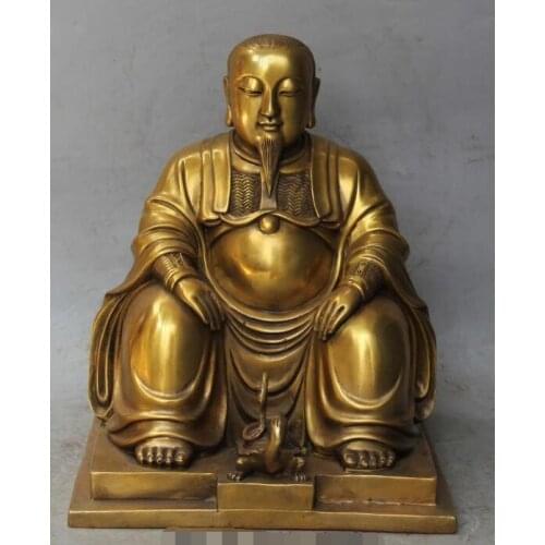 Free shipping S00279 10"Chinese pure Bronze Dragon Wudang Mountain Xuan Wu God Taoism ancestor Statue