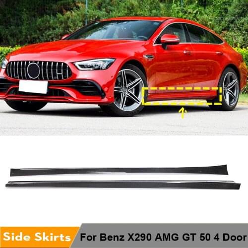 Car Side Skirts Body Kit for Mercedes-Benz X290 AMG GT 50 4 Door 2015 - 2017 Side Bumper Skirts Lip Extension Carbon Fiber