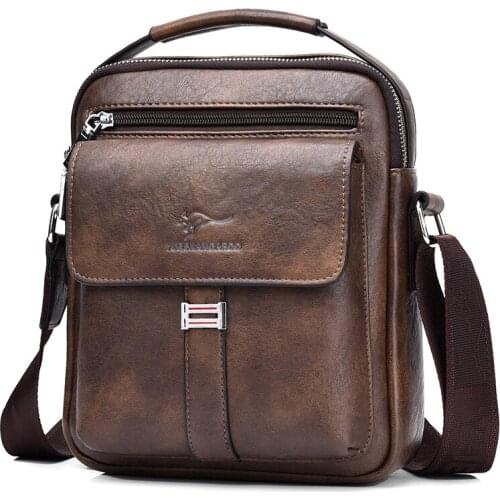 Brand Mens Single Shoulder Bag Retro Casual Mini Messenger Bag Leather Male Business Travel Split Crossbody Handbag Phone Pouch