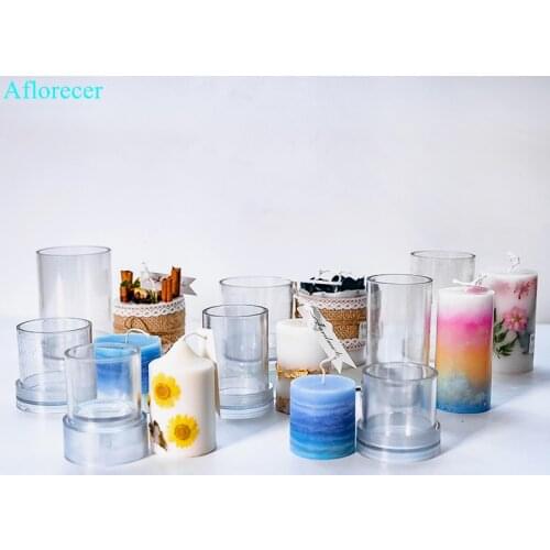 Cylindrical acrylic Candle Mold DIY Homemade European Style Candle Acrylic Plastic Aroma Mold White Round Candle Cake Decors