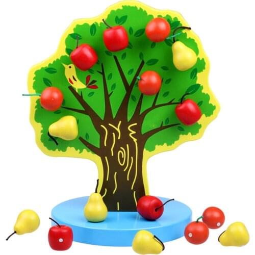Montessori Wooden Magnetic Apple Tree Math Toy Puzzle Kindergarten Teaching Aids Fruit Pear Educational Mathematics Toys For Kid