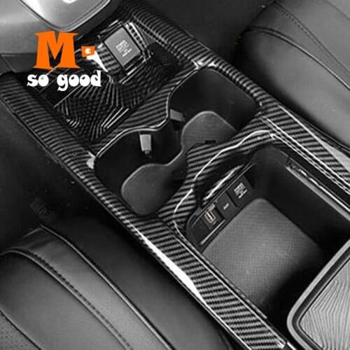 For Honda CR-V CRV 2017 Trim Interior Accessories ABS Carbon Fibre Car Head Front Water Cup holder Frame Panel Cover Gear shift