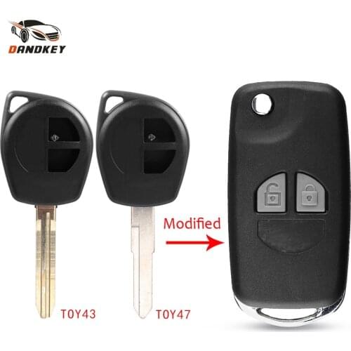 Dandkey 2 Button With Rubber Pad Modified Flip Folding Remote Car Key Case Shell Fob Cover For Suzuki SX4 Swift Grand Vitara Key