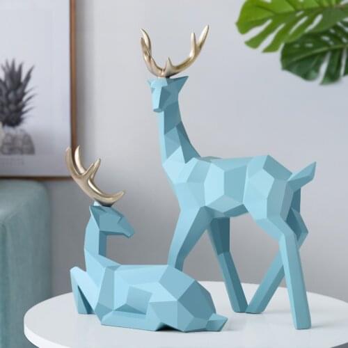 Deer Decoration Resin Sculpture Deers Statue Nordic Figurines Modern Christmas Decorations Home Decor Tabletop Ornament