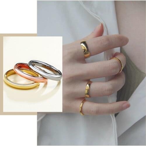 Basic 2/3/4/5/6mm Rings for Women, Classic Plain Wedding Bands Minimalist Jewelry,Anti Allergy Stainless Steel Metal