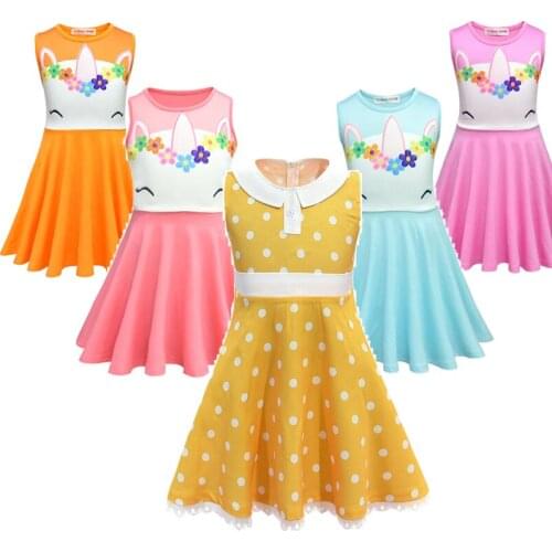 Summer Dress Childrens Clothing Girls Costume Casual Dress Up Kids Clothing Princess Dress 2020 Sleeveless For 2-10 Years