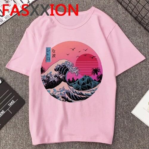 New Vaporwave T Shirt Men Harajuku Summer Top Kawaii Funny Cartoon Graphic Tees The Great Wave Aesthetic Tshirt Oversized Male