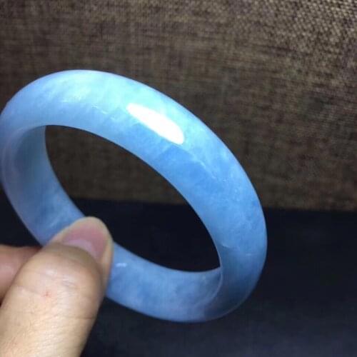 Natural Blue Aquamarine Bangle Clear Stone 58mm For Women Female Anniversary Love Gift Luxury Fashion Bangles Jewelry AAAAA