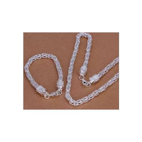 New Nice silver plated fashion jewelry set bracelet Necklace