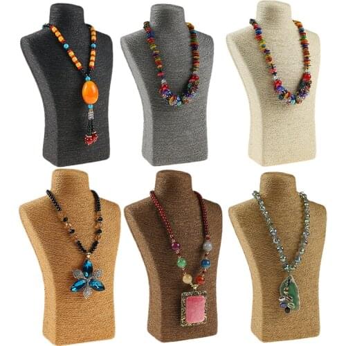29*18cm Hemp Rope PVC Portrait Necklace Display Stand Holder jewellry Mannequin Bust Neck Jewelry Display Stand