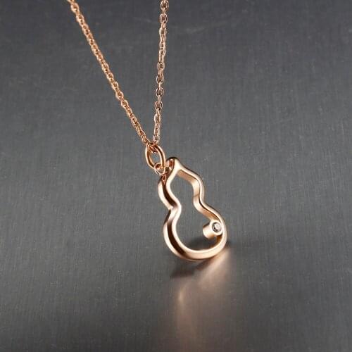 Round Flower Gourd Pendant With Crystal Diamond Necklaces Women Girs Chinese Cultural Fashion Luxury Accessories Stainless Steel
