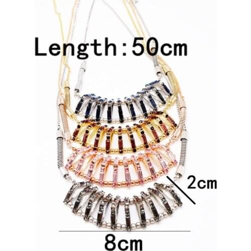 Pretty Glass Stones Snake Chain Collar Pendant Necklace Collar Wedding Necklace