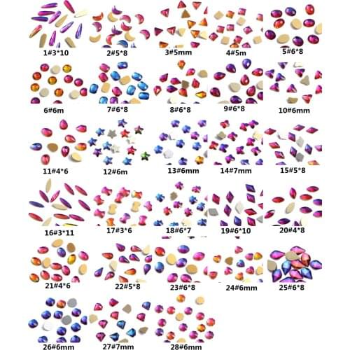 Factory Sales 20pcs K9 Purple Pink Nail Rhinestone Strass Nail Art Moon Star Flower Butterfly Manicure 3D Nail Art Decoration