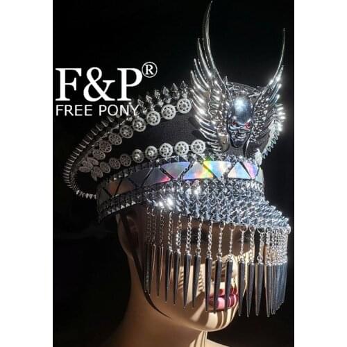 Burning Man Festival Captain Hat officer Hat Military Captains Rave Hat Dancer Hat Costumes Gypsy Boho Hippie Headpiece