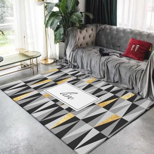 Nordic Fashion Geometric Gray Black Gold Triangle Bedroom Living Room Non-slip Bedside Carpet Floor Mat