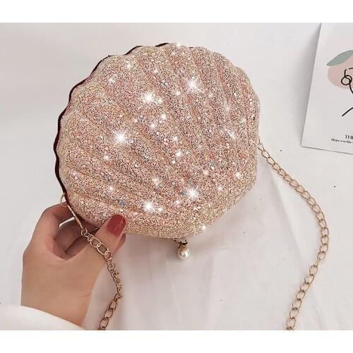 Fansiman Women Messenger Bags shell Fashion Sequins Crossbody Bags For Women 2021 Handbags Chains Girls Shoulder Bag Luxury Bags