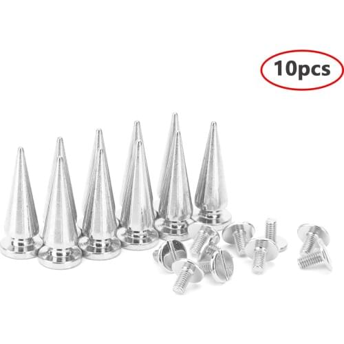 10Pcs 10x26MM Metal Cone Spikes Punk Rivets Stud Screw Tree Shape Back Spikes for DIY Leather Shoes Jacket Craft Garment Rivets