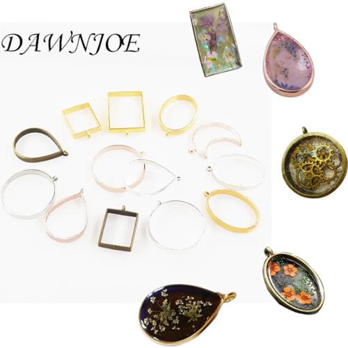 10pcs 5 color Widen UV Epoxy Resina Metal Frame Pendant DIY Supplies For Jewelry Making Pendant Resin Bezel Mold Accessories