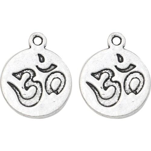 10pcs Yoga Sign Charm Pendant fit Bracelet Necklace Tibetan Silver Plated Jewelry DIY Making Accessories 15mm