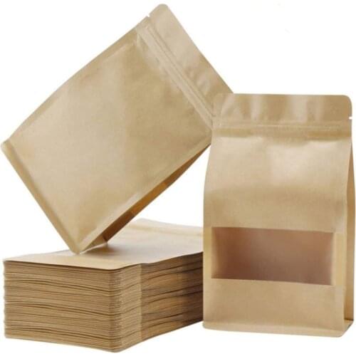 100pcs/lot 10x20cm,12x22cm , 14x24cm 16x26cm 18x28cm 20x30cm Empty 8 sides kraft paper bag