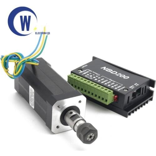 104W 24VDC Motor Air cooled Brushless Spindle Motor 10800 rpm DC+NBD200 Brushless Driver Without Hall for CNC Engraver Machine