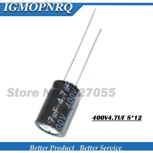 20pcs 400V4.7 UF 8*12mm 4.7UF 400V 8*12 Aluminum electrolytic capacitor The high quality
