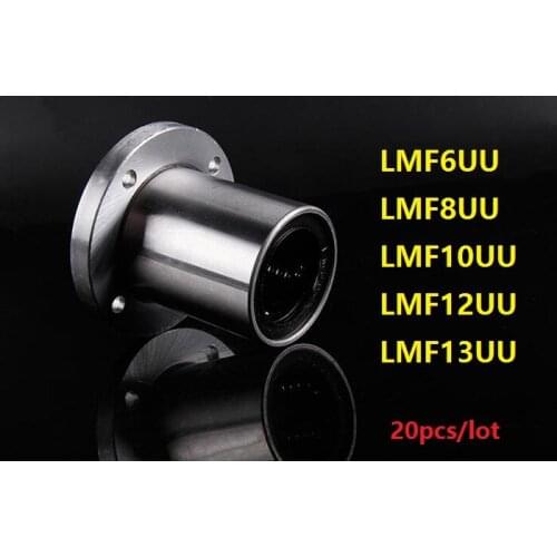 20pcs/lot LMF6UU LMF8UU LMF10UU LMF12UU LMF13UU Flange round linear bearings bushing for CNC router parts LMF