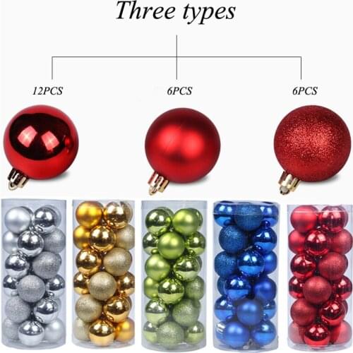 24Pcs 3cm Christmas Tree Balls Glitter Bauble Hanging Ball Home Party Xmas Small Bauble Navidad Ornament Decor