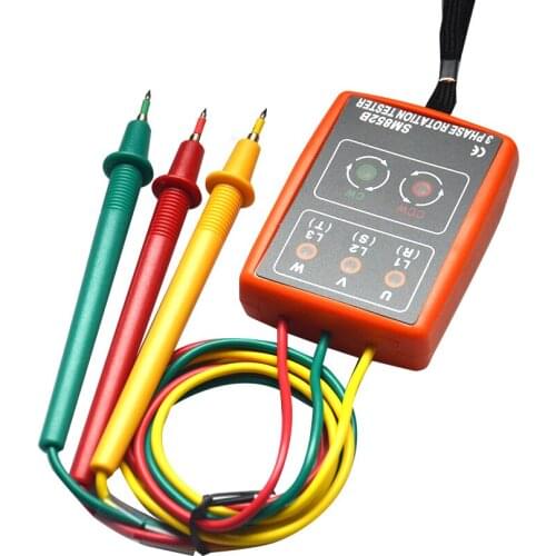 3 Phase Sequence Rotation Tester Indicator Detector Meter LED Buzzer with Portable Pouch SM852B