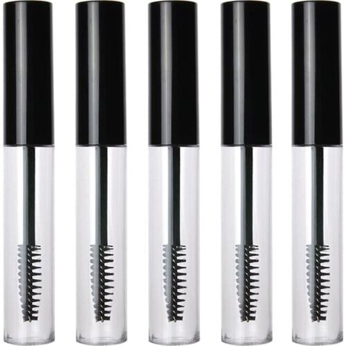 5 PCS Empty Mascara Tubes Makeup Packaging Cosmetic Sample Container Refillable Plastic Bottle with Eyelash Brush Stick 10ML
