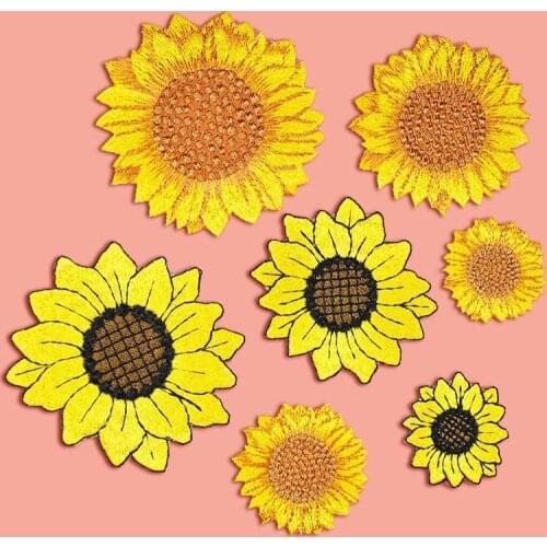 50pcs/lot Sunflower Embroidery Patches Letters Clothing Decoration Accessories Diy Iron Heat Transfer Applique Clothes