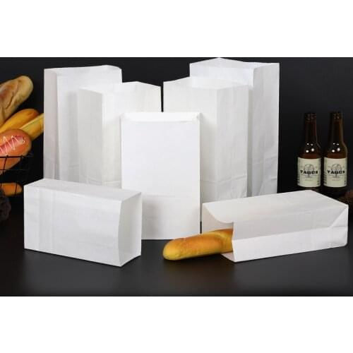 50pcs White Kraft Paper Bag Gift Bags Packing Biscuits Food Bread Cookie Nuts Snack Baking Package Takeout Eco-friendly Bag