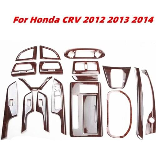For Honda CRV 2012-14 Car Accessories Car Decoration Stickers ABS Wood Grain Steering Whee Air Panel Center Console Outlet Panel