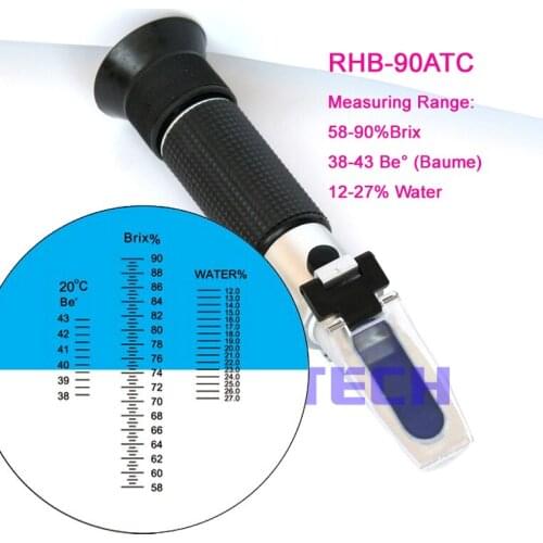 Free shipping Honey Refractometer Brix (58 -90%Brix) RHB-90ATC without calibrate oil