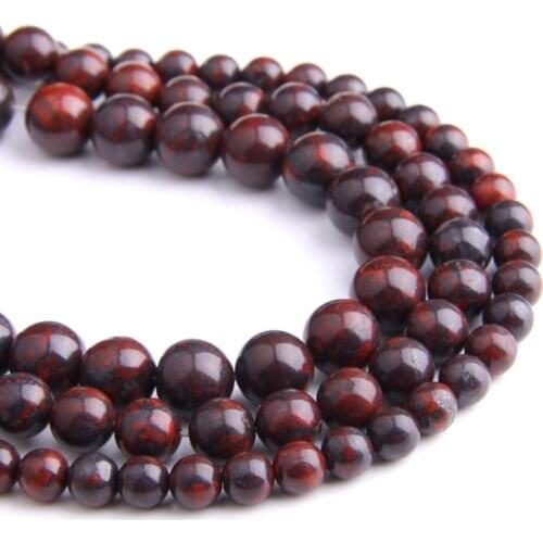 Natural Smooth Red Bloodstone Stone Beads red Loose Round gem stone spacer Beads For DIY jewelry Making Bracelet Necklace stones