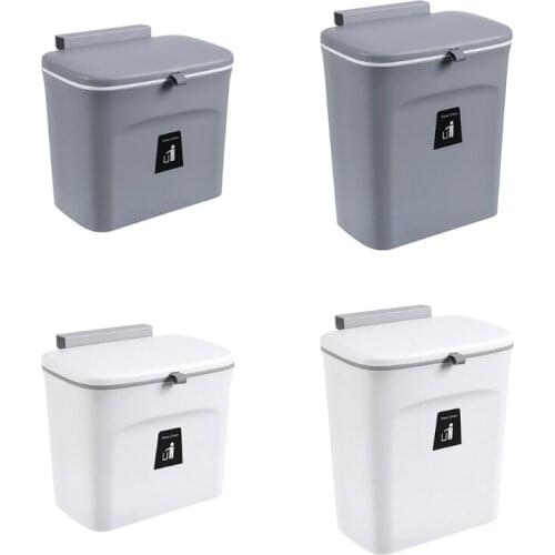 Household Door Wall-mounted Kitchen Hanging Waste Bin with Lid Cabinet Mountable Small Trash Can Plastic Basket Bucket