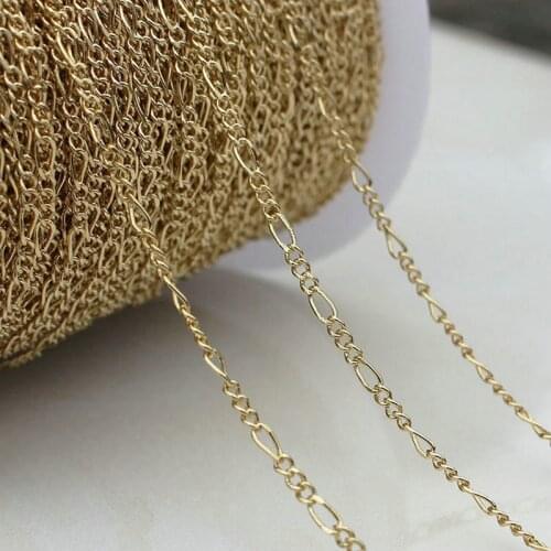 1 Meter Jewellery Crafts Chain Spool Wholesale Plated 14K Real Gold Metal Chains For Jewelry Making Handmade Bracelets Necklaces