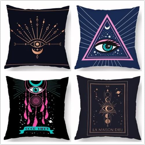 Home Decoration Vintage Boho Pillow Cover Decorative Polyester Sofa Car Seat Throw Pillow Case Astrology Cushion Cover 45x45cm