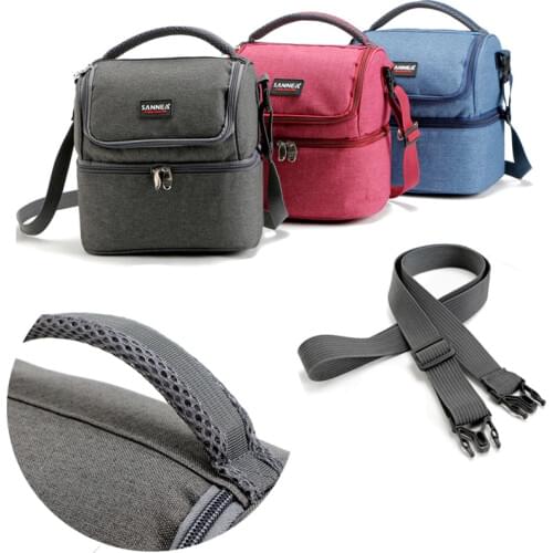 7L Double Decker Cooler Lunch Bags Insulated Solid Thermal Lunchbox Food Picnic Bag Tote Handbags For Men Women Students