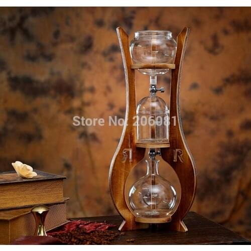 Doulbe valve water drip coffee maker/ice drip coffee maker/ice drip colf brewer/Dripper coffee maker 600cc ,wood pillar