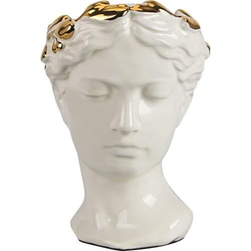 Venus Goddess Plating Flower Vase Sculpture Ceramic Vase Roman Mythology Aphrodite Art Portrait Vase Home Decoration R1948