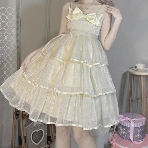 Sweet Japanese Lolita JSK Dress Princess Tea Party Victorian Soft Girls Kawaii Women Gothic Lolita Suspender Dress