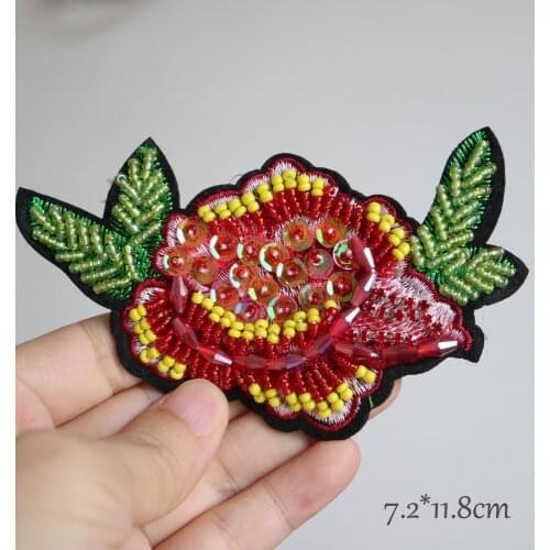 Fashion DIY flower beaded Patches for clothing Embroidery Sequins sew on floral patches for bags decorative parches applique