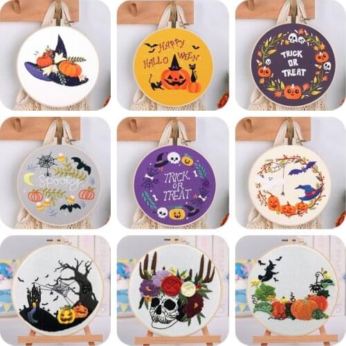 Embroidery Kit Halloween Embroidery Designs Embroidery Hoop Emboridery Threads Contains Materials and Tool DIY Kit Craft 9 Types