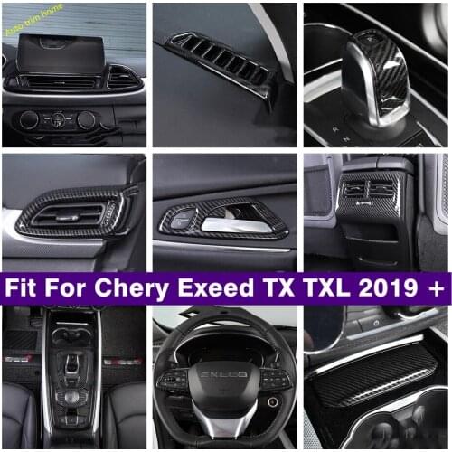 Car Accessories Cigarette Lighter / Air AC / Gear Shift Head Knob Cover Trim For Chery Exeed TX TXL 2019 2020 Carbon Fiber Look