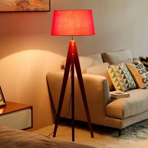 3legged Floor Lamp Wooden Tripod Lampshade (Fabric Color White) (Foot Walnut) Room Lighting, office Lighting, Led Bulb Gift